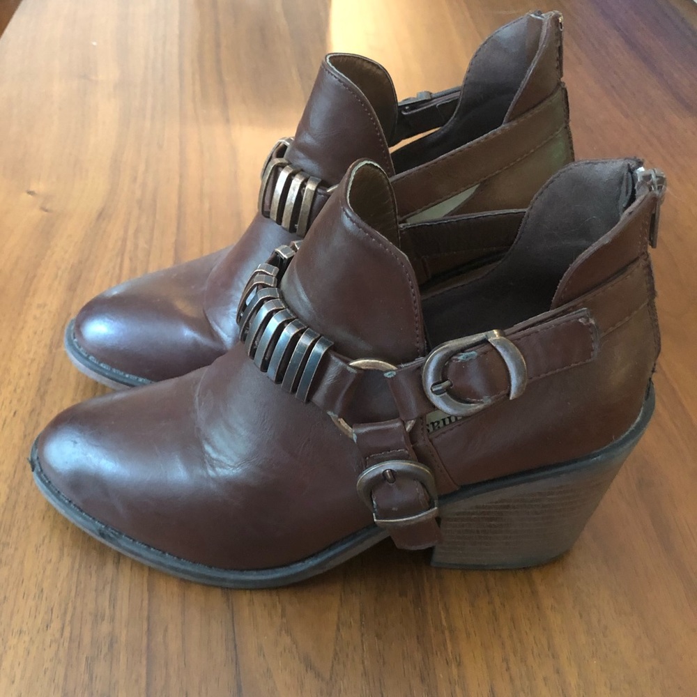 Brown heeled booties